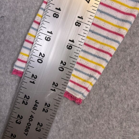 Mini Boden Shirt Girls 11/12 Pink Blue Stripe Pointelle Lace Trim Long Sleeve - Picture 5 of 10